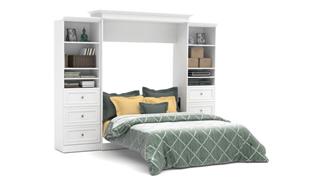 Murphy Beds Bestar Office Furniture 115" W Queen Murphy Wall Bed and 2 Storage Units with Drawers