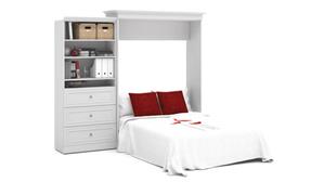 Murphy Beds - Queen Bestar Office Furniture 101" W Queen Murphy Wall Bed and 1 Storage Unit with Drawers