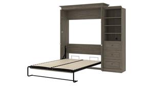 Murphy Beds Bestar Office Furniture 93" W Queen Murphy Bed and Shelving Unit with 3 Drawers