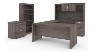 U Shaped Desks Bestar Office Furniture U or L-Shaped Executive Desk with Hutch, Lateral File Cabinet and Bookcase