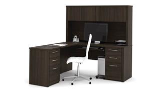 L Shaped Desks Bestar Office Furniture 66in W L-Shaped Desk with Two Pedestals and Hutch