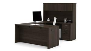 U Shaped Desks Bestar Office Furniture 66" W U-Shaped Executive Desk with Pedestal and Hutch