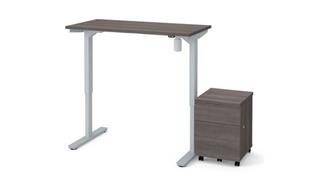 Adjustable Height Desks & Tables Bestar Office Furniture 24in x 48in Electric Height Adjustable Table and Mobile Filing Cabinet