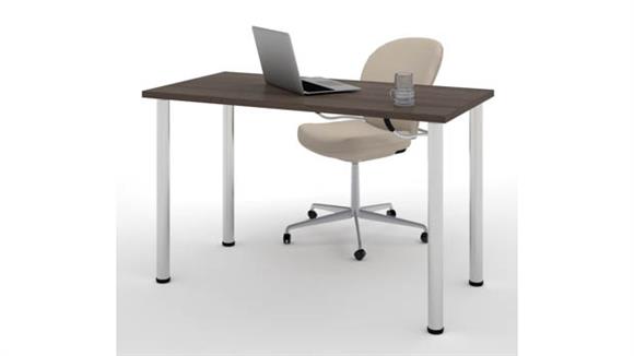 Computer Tables Bestar Office Furniture 24" x 48" Table with Round Metal Legs
