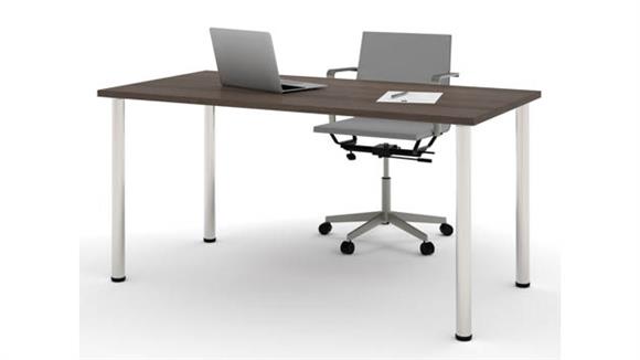 Computer Tables Bestar Office Furniture 30" x 60" Table with Round Metal Legs