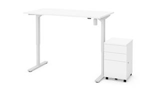 Adjustable Height Desks & Tables Bestar Office Furniture 30" x 60" Electric Height Adjustable Table and Assembled Mobile Filing Cabinet