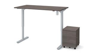 Adjustable Height Desks & Tables Bestar Office Furniture 30in x 60in Electric Height Adjustable Table and Mobile Filing Cabinet