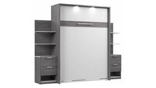 Murphy Beds - Queen Bestar Office Furniture 105" W Queen Murphy Bed with Floating Shelves and Drawers