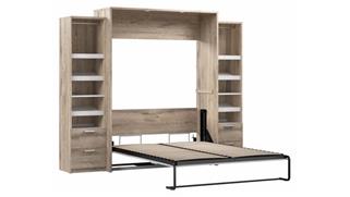 Murphy Beds - Queen Bestar Office Furniture 105in W Queen Murphy Bed and 2 Narrow Closet Organizers with Drawers