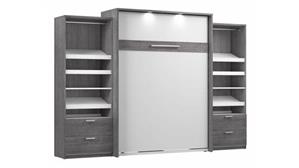 Murphy Beds - Queen Bestar Office Furniture 125in W Queen Murphy Bed and 2 Shelving Units with Drawers