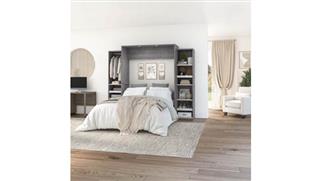 Murphy Beds - Queen Bestar Office Furniture 105in W Queen Murphy Bed with 2 Narrow Shelving Units
