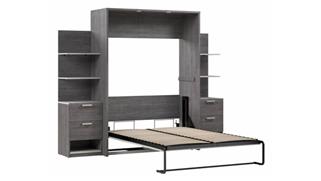 Murphy Beds - Full Bestar Office Furniture 99in W Full Murphy Bed with Nightstands and Floating Shelves