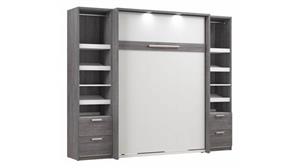 Murphy Beds - Full Bestar Office Furniture 99in W Full Murphy Bed and 2 Narrow Shelving Units with Drawers
