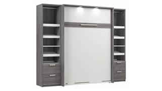 Murphy Beds Bestar Office Furniture 99" W Full Murphy Bed and 2 Narrow Shelving Units with Drawers