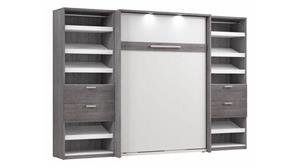 Murphy Beds - Full Bestar Office Furniture 119in W Full Murphy Bed and 2 Shelving Units with Drawers