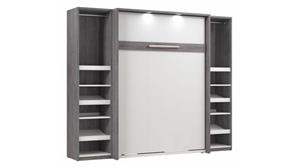Murphy Beds - Full Bestar Office Furniture 99" W Full Murphy Bed with 2 Narrow Shelving Units