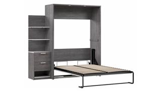Murphy Beds - Full Bestar Office Furniture 79in W Full Murphy Bed with Nightstand and Floating Shelves