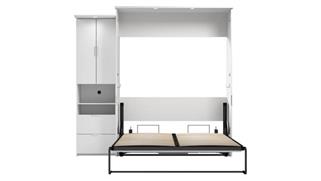 Murphy Beds - Queen Bestar Office Furniture 90in W Queen Murphy Bed with Desk and Storage Cabinet