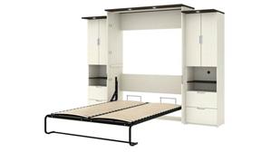 Murphy Beds - Queen Bestar Office Furniture 113" W Queen Murphy Bed with Desk and 2 Storage Cabinets