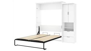 Murphy Beds Bestar Office Furniture 89" W Queen Murphy Bed with Storage Cabinet