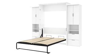 Murphy Beds - Queen Bestar Office Furniture 112in W Queen Murphy Bed and 2 Storage Cabinets