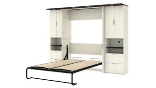 Murphy Beds - Full Bestar Office Furniture 107in W Full Murphy Bed with Desk and 2 Storage Cabinets