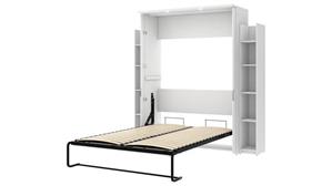 Murphy Beds - Full Bestar Office Furniture 79in W Full Murphy Bed with 2 Shelving Units