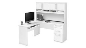 L Shaped Desks Bestar Office Furniture 60" W L-Shaped Desk with Hutch
