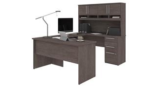 U Shaped Desks Bestar Office Furniture 60" W U-Shaped Desk with Hutch