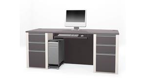 Executive Desks Bestar Office Furniture 72" W Bow Front Double Pedestal Executive Desk