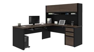 L Shaped Desks Bestar Office Furniture 72in W x 83in D L-Shaped Workstation with Hutch