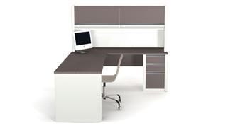 L Shaped Desks Bestar Office Furniture 72in W x 83in D L-shaped Workstation with Hutch