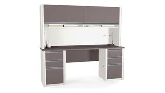 Office Credenzas Bestar Office Furniture Double Pedestal Credenza with Hutch 93860