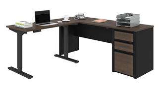 Adjustable Height Desks & Tables Bestar Office Furniture 6ft W x 6ft D Height Adjustable L-Shaped Desk