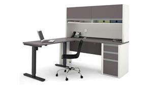 L Shaped Desks Bestar Office Furniture L Shaped Desk with Hutch & Adjustable Height Table