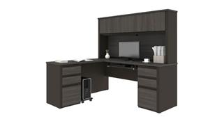 L Shaped Desks Bestar Office Furniture 72in W x 63in D L-Shaped Workstation with 2 Pedestals