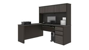 U Shaped Desks Bestar Office Furniture 72in W x 63in D L-Shaped Workstation with 1 Pedestal