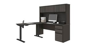 L Shaped Desks Bestar Office Furniture 72in W x 72in D Height Adjustable L-Shaped Desk with Hutch