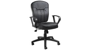 Office Chairs WFB Designs Black Leather Task Chair with Loop Arms