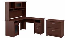 L Shaped Desks Bush Furniture 60" W L-Shaped Computer Desk with Hutch and Lateral File Cabinet
