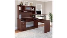 Adjustable Height Desks & Tables Bush Furniture 60" W 3 Position L Shaped Sit to Stand Desk with Hutch