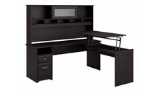 Adjustable Height Desks & Tables Bush Furniture 72" W 3 Position L-Shaped Sit to Stand Desk with Hutch