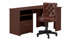 Corner Desks Bush Furniture 60" W Corner Desk with Mid Back Tufted Office Chair