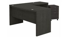 L Shaped Desks Bush Furniture L-Shaped Bow Front Desk with Mobile File Cabinet