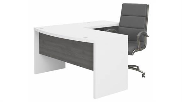 L Shaped Desks Bush Furniture L-Shaped Bow Front Desk with High Back Chair