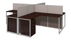 Workstations & Cubicles Bush Furniture 60in W 4 Person L-Desk Open Office with 3 Drawer Mobile Pedestals and 45in H Panels