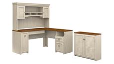 L Shaped Desks Bush Furniture 60" W L-Shaped Desk with Hutch and Small Storage Cabinet