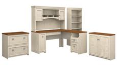 L Shaped Desks Bush Furniture 60in W L-Shaped Desk with Hutch, Lateral File Cabinet, Bookcase and Storage Cabinet