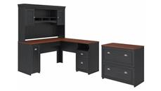 L Shaped Desks Bush Furniture 60" W L-Shaped Desk with Hutch and Lateral File Cabinet