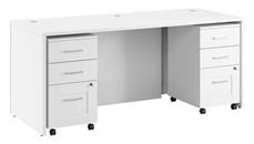 Executive Desks Bush Furniture 72in W x 30in D Executive Desk with 2 Mobile File Cabinets